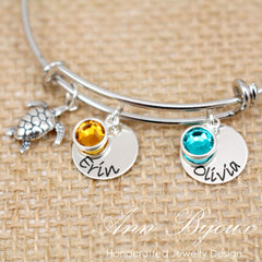 Engraved Name with Turtle Charm