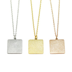 Actual Fingerprint Square Necklace