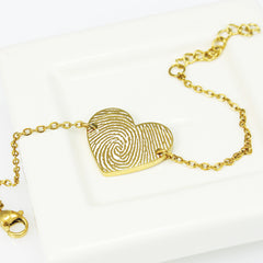personalized Engraved Fingerprint Heart Bracelet - Micah
