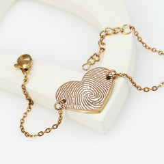 personalized Engraved Fingerprint Heart Bracelet - Micah