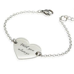 Engraved Name Stainless Steel Heart Bracelet - Mira