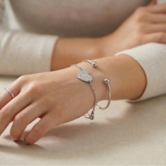 Personalized Engraved Fingerprint Heart Bracelet - Micah