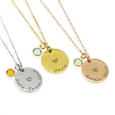 Engraved Name with Birthstone Necklace - Ari