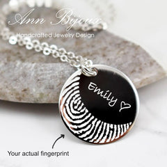 Engraved Baby Fingerprint Necklace - Willow