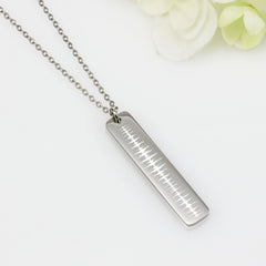Engraved Heartbeat Vertical Bar Necklace - Ivy