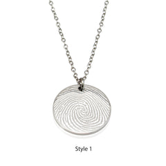 Engraved Actual Fingerprint Stainless Steel Necklace - Eliana