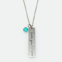 Engraved Actual Handwriting Bar Necklace - Aurora