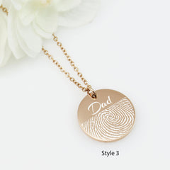 Engraved Actual Fingerprint Stainless Steel Necklace - Eliana