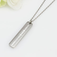 Engraved Heartbeat Vertical Bar Necklace - Ivy