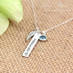 Guardian Angel Wing Sterling Silver Bar Necklace - Molly