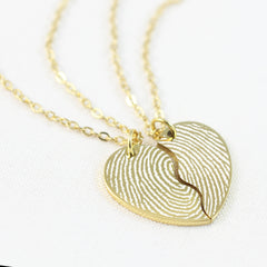 Engraved Fingerprint Couple Heart Necklace - Harper