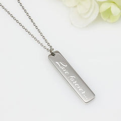 Engraved Heartbeat Vertical Bar Necklace - Ivy