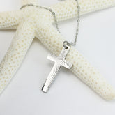 Engraved Actual Fingerprint Cross Necklace - Penelope