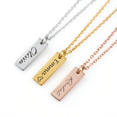 Custom Date Name Engraved Necklace Personalized Vertical Pendant Jewelry - Alice