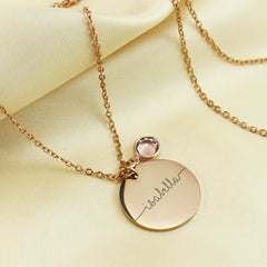 Engraved Designed Name Birthstone Necklace - Eloise