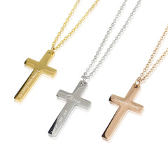 Engraved Actual Fingerprint Cross Necklace - Penelope