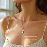 Custom Date Name Engraved Necklace Personalized Vertical Pendant Jewelry - Alice