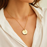 Personalized Laser Engraved Name Necklace Stainless Steel Round Disc Pendant - Emma
