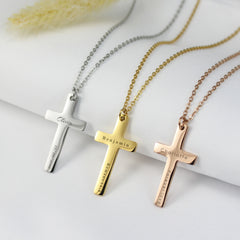 Personalized Engraved Cross Necklace - Sophia