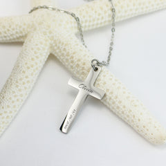 Personalized Engraved Cross Necklace - Sophia