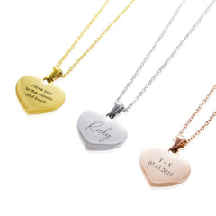 Stainless Steel Engraved Name Heart Necklace - Avery