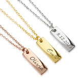 Custom Date Name Engraved Necklace Personalized Vertical Pendant Jewelry - Alice