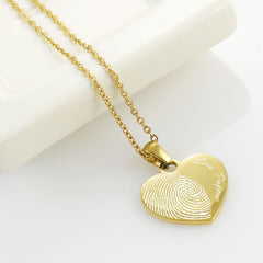 Personalized Fingerprint Stainless Steel Heart Necklace - Ella