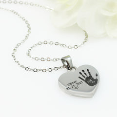 Engraved Actual Footprint Heart Necklace - Emerson