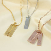 Custom Initial Bar Necklace Engraved Multiple Pendants Personalized Mother's & Family Gift - Ariana