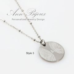 Actual Engraved Fingerprint Stainless Steel Necklace - Isabella