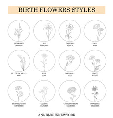 Engraved Birth Flower Stainless Steel Necklace - Ayla