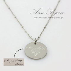 Actual Engraved Fingerprint Stainless Steel Necklace - Isabella