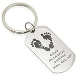 Actual Baby Footprint Handprint Dog Tag Keychain - Parker