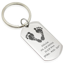 Actual Baby Footprint Handprint Dog Tag Keychain - Parker