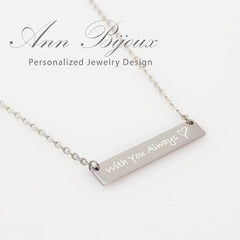 Actual Fingerprint Stainless Steel Bar Necklace - Anya
