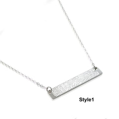 Actual Fingerprint Stainless Steel Bar Necklace - Anya