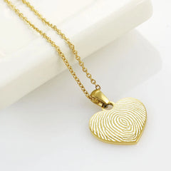Actual Fingerprint Stainless Steel Heart Necklace - Olivia