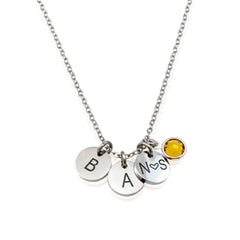 Personalized Engraved Family Initial Necklace - Evelyn