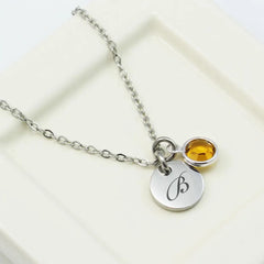 Personalized Engraved Family Initial Necklace - Evelyn