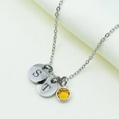 Personalized Engraved Family Initial Necklace - Evelyn