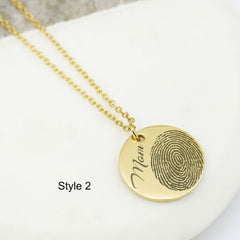 Laser Engraved Fingerprint Stainless Steel Necklace - Violet
