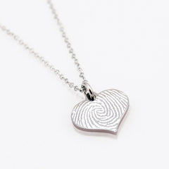 Fingerprint Dainty Heart Stainless Steel Necklace - Sienna