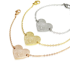 personalized Engraved Fingerprint Heart Bracelet - Micah