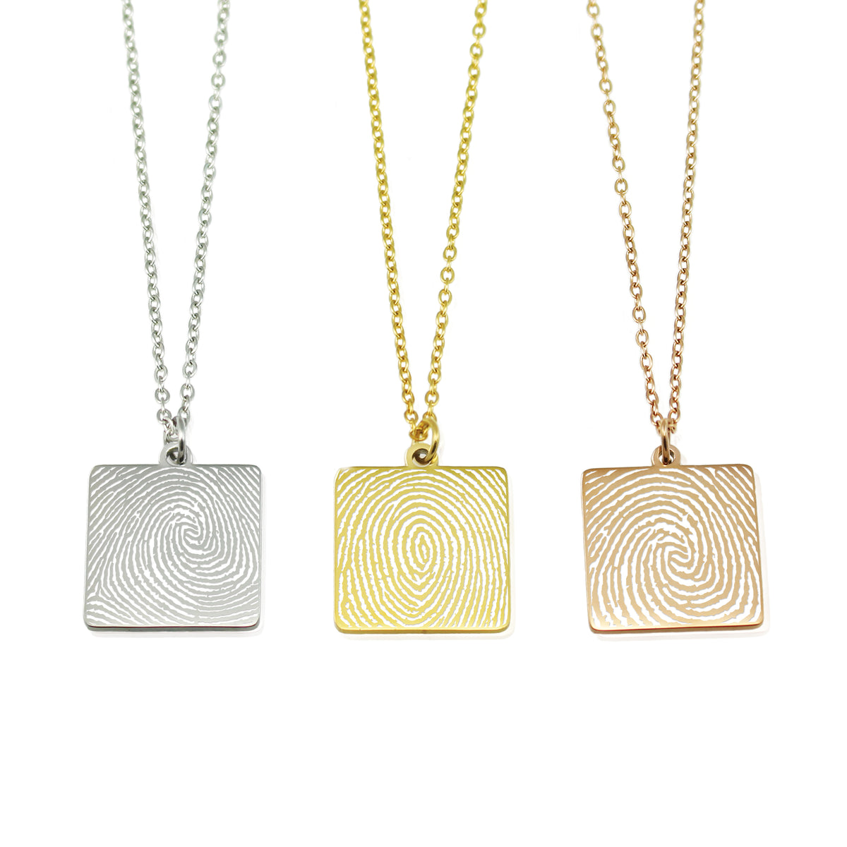Actual Fingerprint Square Necklace