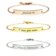 Engraved Name Message Bar Bracelet - Personalized Coordinate Jewelry - Minimalist Keepsake Gift - Gift for Mom - Serena