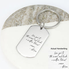 Custom Handwriting Dog Tag Keychain – Personalized Stainless Steel Memorial Keepsake - Reese