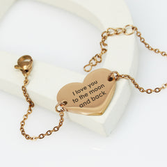 Engraved Name Stainless Steel Heart Bracelet - Mira