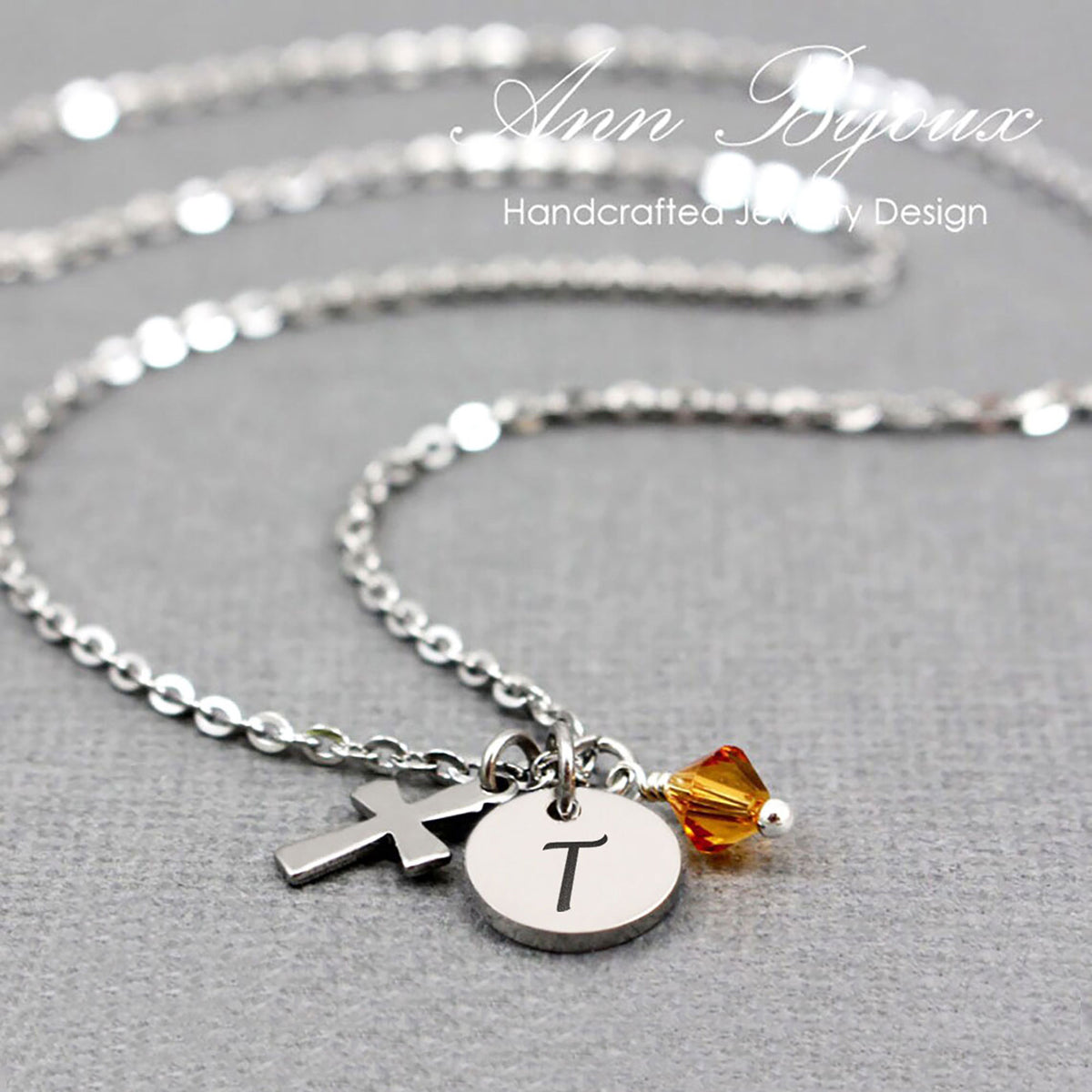 Engraved Initial Stainless Steel Necklace - Nora