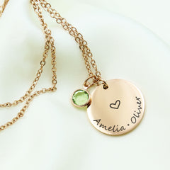 Engraved Name with Birthstone Necklace - Ari