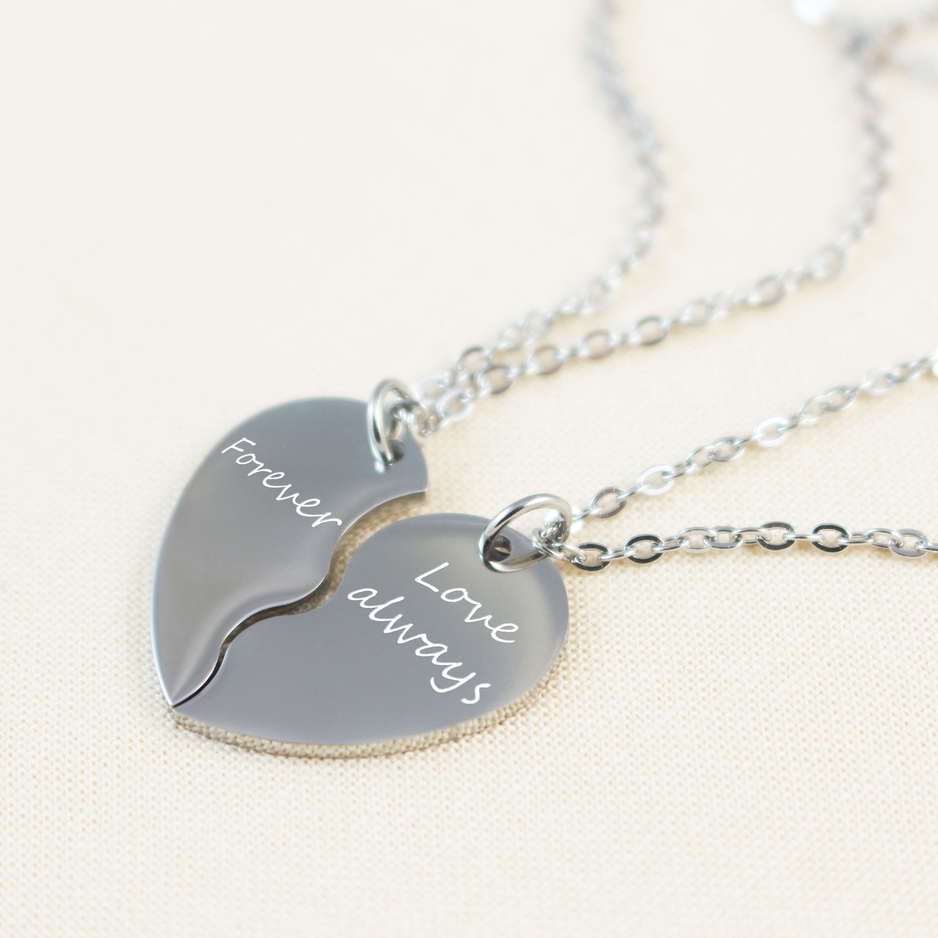 Engraved Fingerprint Couple Heart Necklace - Harper